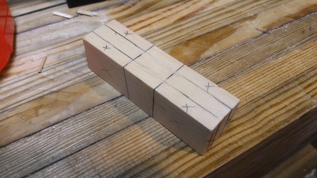 Dovetail template is all marked up